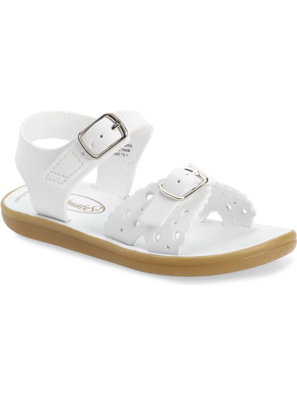 FootMates White Toddler Sandals with Tan Sole